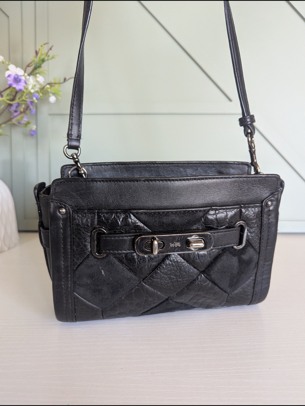 Coach Swagger Wristlet in Canyon Quilt Exotic Embossed Leather